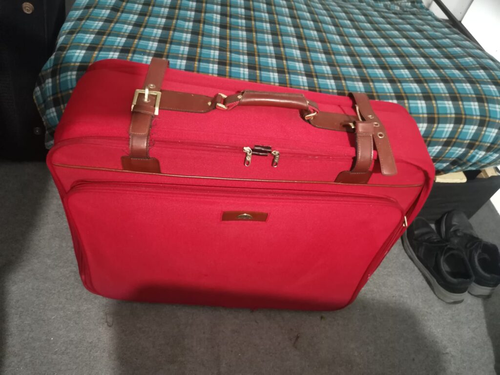 Valija Grande Samsonite Original Roja Detalles Cuero Viaje